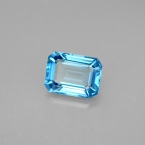 Topazio naturale blu da 1,89 ct, taglio smeraldo, VVS-VS