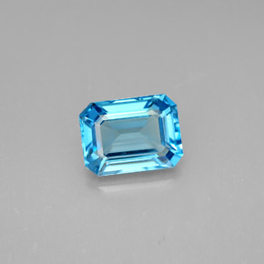 Topazio naturale blu da 1,89 ct, taglio smeraldo, VVS-VS