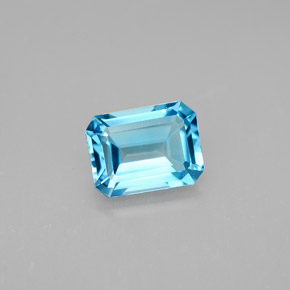 Topazio naturale blu da 1,99 ct, taglio smeraldo, VVS-VS