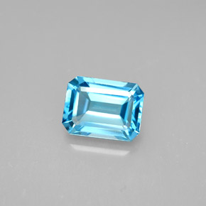 Topazio naturale blu da 1,99 ct, taglio smeraldo, VVS-VS