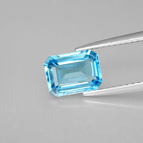 Topazio naturale blu da 1,80 ct, taglio smeraldo, VVS-VS