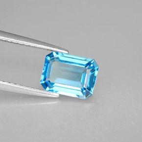Topazio naturale blu da 1,80 ct, taglio smeraldo, VVS-VS
