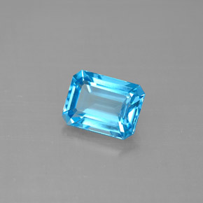 Topazio naturale blu da 2,06 ct, taglio smeraldo, VVS