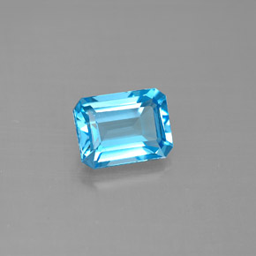 Topazio naturale blu da 2,06 ct, taglio smeraldo, VVS