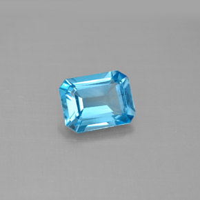 Topazio naturale blu da 1,74 ct, taglio smeraldo, VVS-VS