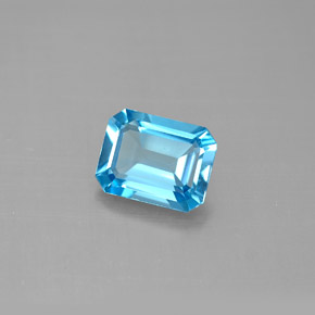 Topazio naturale blu da 1,74 ct, taglio smeraldo, VVS-VS