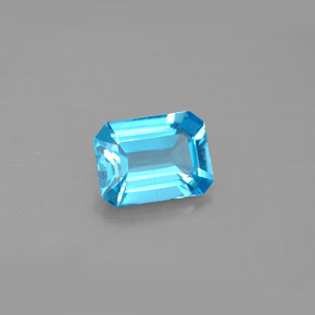 Topazio naturale blu da 1,62 ct, taglio smeraldo, VS