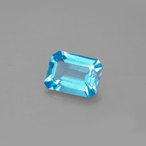 Topazio naturale blu da 1,62 ct, taglio smeraldo, VS