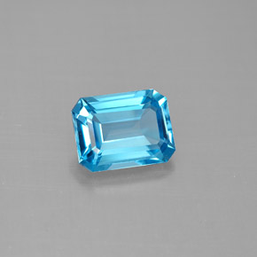 Topazio naturale blu da 1,86 ct, taglio smeraldo, VVS-VS