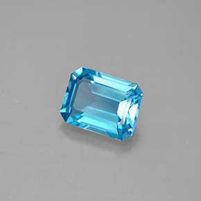 Topazio naturale blu da 1,86 ct, taglio smeraldo, VVS-VS