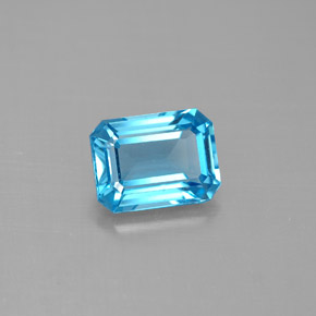 Topazio naturale blu da 1,87 ct, taglio smeraldo, VVS-VS