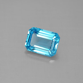 Topazio naturale blu da 1,87 ct, taglio smeraldo, VVS-VS