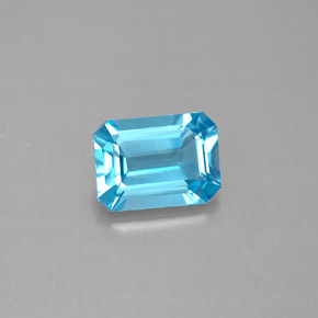 Topazio naturale blu da 1,73 ct, taglio smeraldo, VVS
