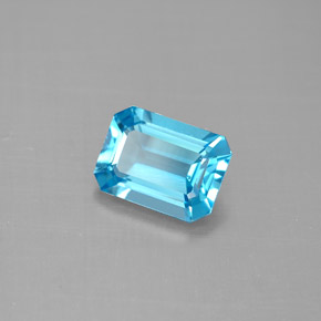 Topazio naturale blu da 1,73 ct, taglio smeraldo, VVS
