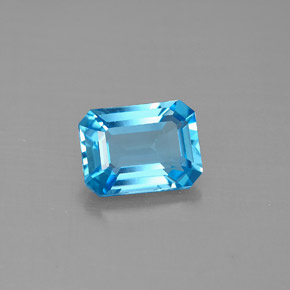 Topazio naturale blu da 1,85 ct, taglio smeraldo, VVS