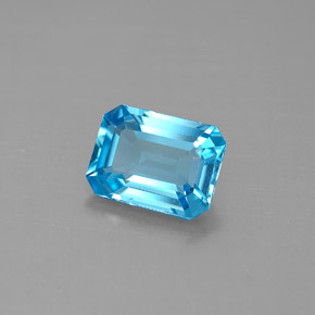 Topazio naturale blu da 1,85 ct, taglio smeraldo, VVS