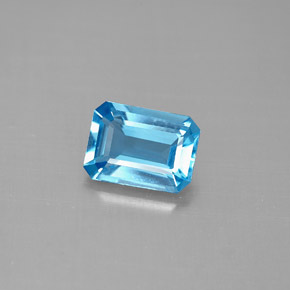 Topazio naturale blu da 1,70 ct, taglio smeraldo, VVS-VS