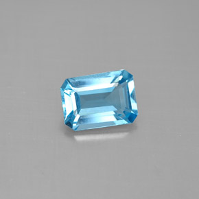 Topazio naturale blu da 1,70 ct, taglio smeraldo, VVS-VS