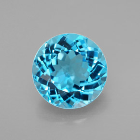 Topazio naturale blu da 3,42 ct, taglio rotondo, VVS-VS