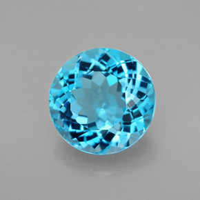 Topazio naturale blu da 3,42 ct, taglio rotondo, VVS-VS