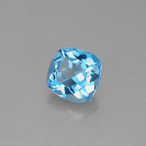 Topazio naturale blu da 1,93 ct, taglio a cuscino, VVS-VS