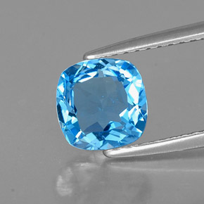 Topazio naturale blu da 1,55 ct, taglio a cuscino, VS