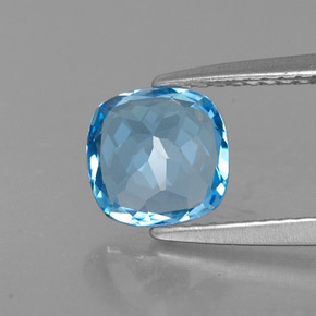 Topazio naturale blu da 1,55 ct, taglio a cuscino, VS