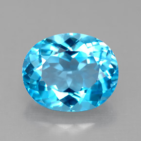 Topazio naturale blu da 4,73 ct, taglio ovale, VVS-VS