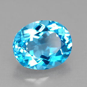 Topazio naturale blu da 4,73 ct, taglio ovale, VVS-VS