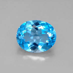 Topazio naturale blu da 4,42 ct, taglio ovale, VS
