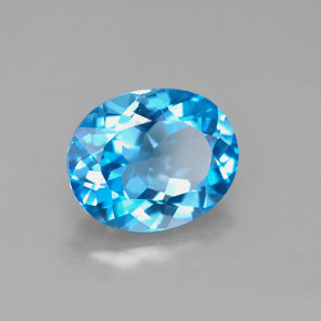 Topazio naturale blu da 4,42 ct, taglio ovale, VS