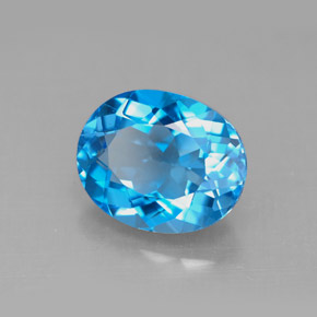 Topazio naturale blu da 4,66 ct, taglio ovale, VVS-VS