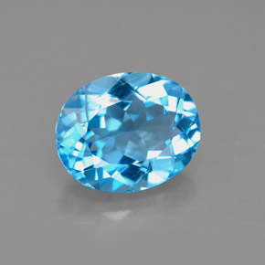 Topazio naturale blu da 4,57 ct, taglio ovale, VVS-VS