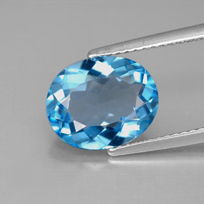 Topazio naturale blu da 4,15 ct, taglio ovale, VVS-VS