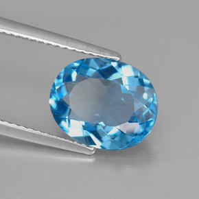 Topazio naturale blu da 4,15 ct, taglio ovale, VVS-VS