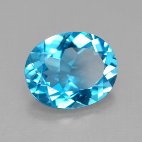 Topazio naturale blu da 3,65 ct, taglio ovale, VS