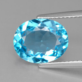 Topazio naturale blu da 3,82 ct, taglio ovale, VS