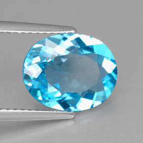 Topazio naturale blu da 3,82 ct, taglio ovale, VS