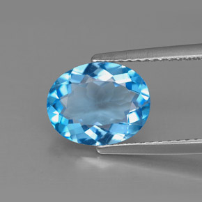 Topazio naturale blu da 2,87 ct, taglio ovale, VS