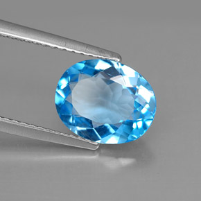 Topazio naturale blu da 2,87 ct, taglio ovale, VS