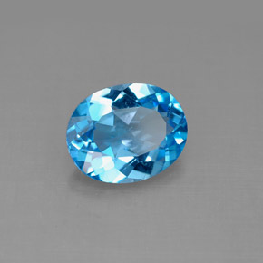 Topazio naturale blu da 2,76 ct, taglio ovale, VS