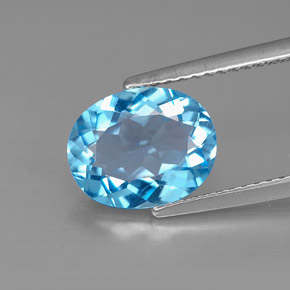 Topazio naturale blu da 2,83 ct, taglio ovale, VS