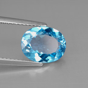 Topazio naturale blu da 2,83 ct, taglio ovale, VS