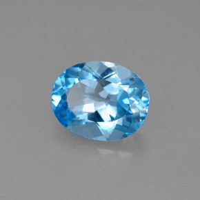 Topazio naturale blu da 2,90 ct, taglio ovale, VS