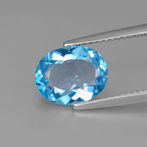 Topazio naturale blu da 2,66 ct, taglio ovale, VS
