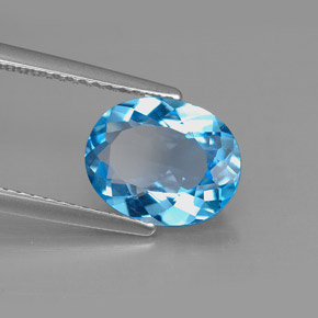 Topazio naturale blu da 2,66 ct, taglio ovale, VS