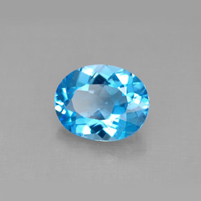 Topazio naturale blu da 2,74 ct, taglio ovale, VS