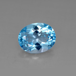 Topazio naturale blu da 3,04 ct, taglio ovale, VS