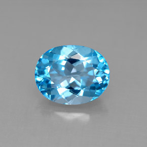 Topazio naturale blu da 3,32 ct, taglio ovale, VS