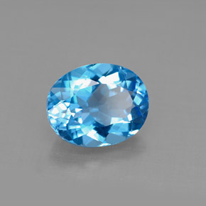 Topazio naturale blu da 3,22 ct, taglio ovale, VS